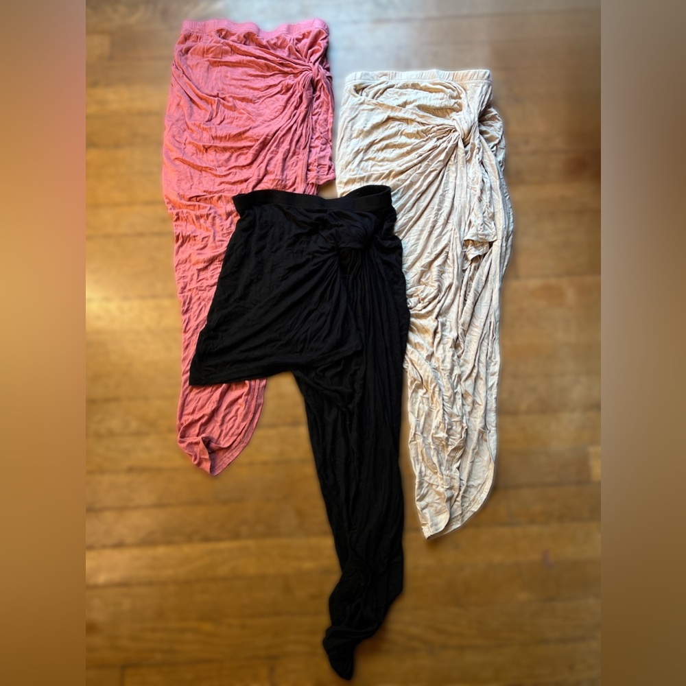 Asymmetrical Wrap Skirts with Draped Knot Detail